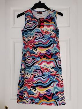 Isle Multicolor Wave-Print Sleeveless Mini Dress